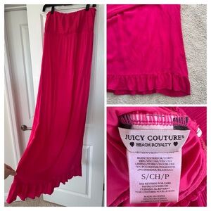 VTG Juicy Couture Beach Royalty Smocked Maxi Pink Small FLAWED ELASTIC N…